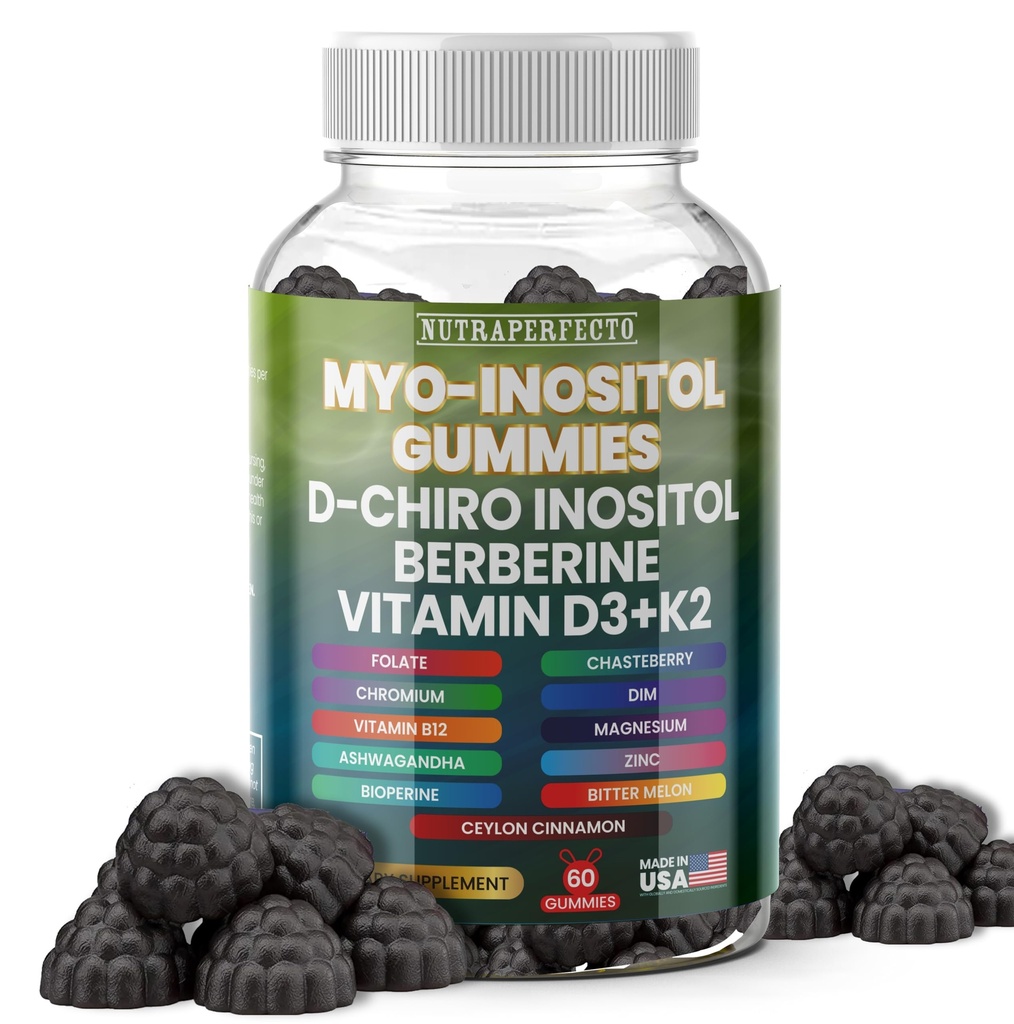 女性のための砂糖の自由なMyo-Inositol及びD-Chiro Inositol Gummies、BerberineのビタミンD3 K2 DIMのマグネシウムのGlycinateの酸化物L-Methylfolateの補足、女性、豊饒、ホルモンのバランス、PMS、Ovarianの健康