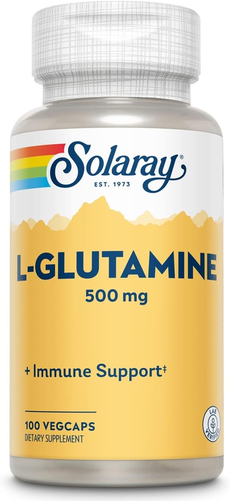 SOLARAY Lグルタミンカプセル500mg - 免疫サポートサプリメント - 無料のアミノ酸 - ラボ検証、60日間返金保証 - 100サービング、100ベジキャップ