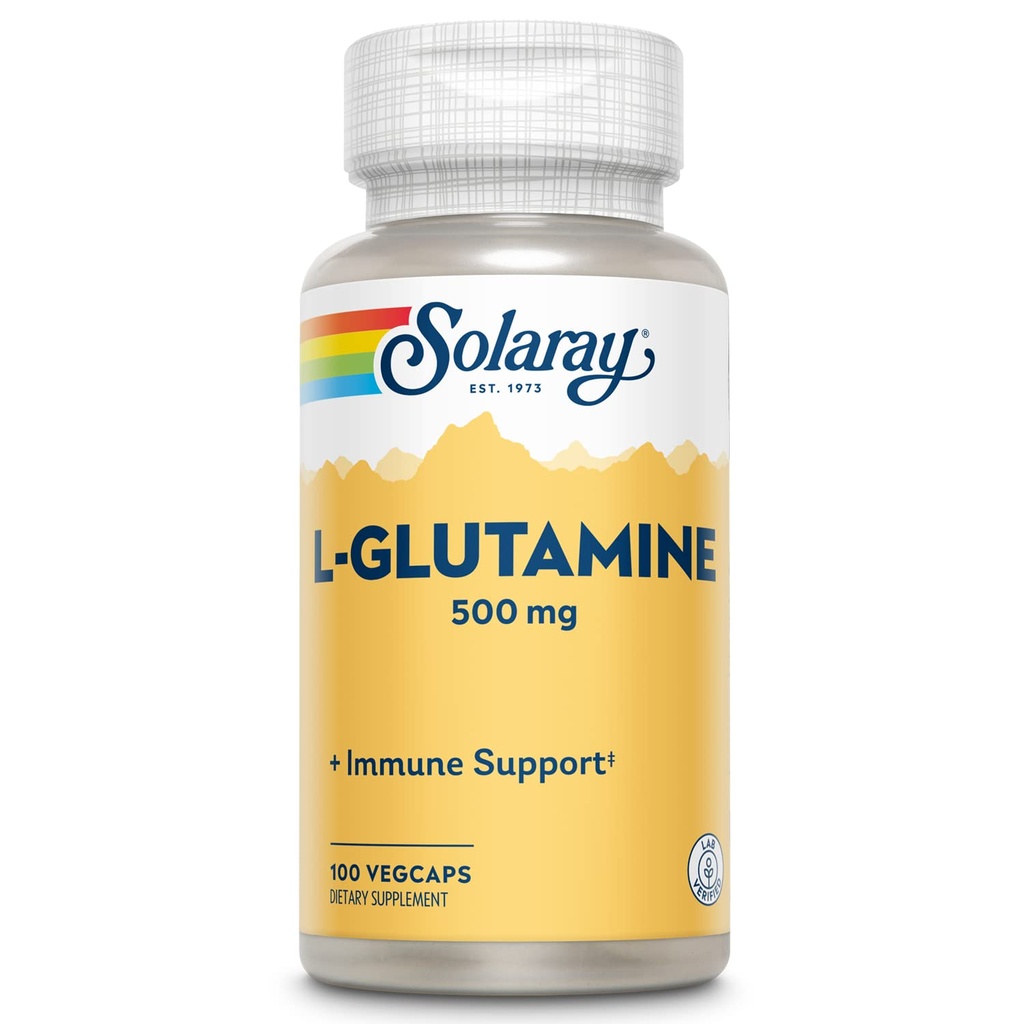 SOLARAY Lグルタミンカプセル500mg - 免疫サポートサプリメント - 無料のアミノ酸 - ラボ検証、60日間返金保証 - 100サービング、100ベジキャップ