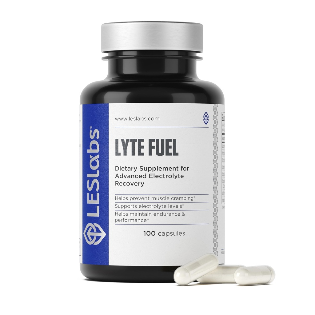LES Labs Lyte Fuel - 電解液交換、耐久性、性能、筋肉のクランプ&ケトサポート - マグネシウム、亜鉛、カリウム&クロム - 非GMOサプリメント - 100カプセル