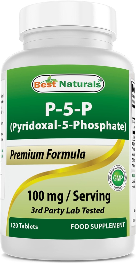 最高のナチュラルP5PビタミンB6(ピリドキサール5リン酸塩)100mg /サービング - 120錠 - ビタミンB6の活性形態。