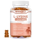 L-Lysine 1000mgグミー、大人のためのChewable Lysineの補足、免疫サポート、コラーゲンの形成サポート、レモン味、60の計算