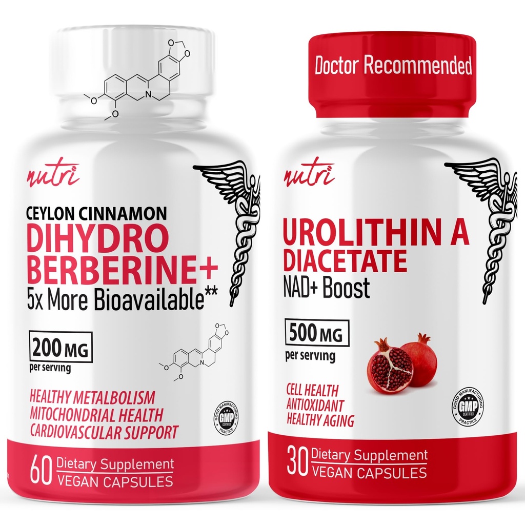 Nature's Fusions Nutri Dihydroberine(60カプセル) & Urolithin A Diacetate 500mgエネルギーブースターサプリメント