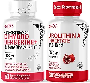 Nature's Fusions Nutri Dihydroberine(60カプセル) & Urolithin A Diacetate 500mgエネルギーブースターサプリメント