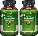 Irwin Naturals Biotin-6000-60 液体の柔らかいゲル、2 のパック - Avocado オイル、ココナッツ オイル、Lutein 及び Zeaxanthin - 60 の合計のサービングのための毛及び釘のための強さ及び保護を支えて下さい