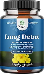 Lung Detox Mulleinの葉のカプセル-NAC Quercetin及びCordycepsのエキスが付いているMullein Lungの清潔な複合体を浄化して下さい-Sinusの免除及び呼吸サポート60ctのための葉のハーブのマスクの補足