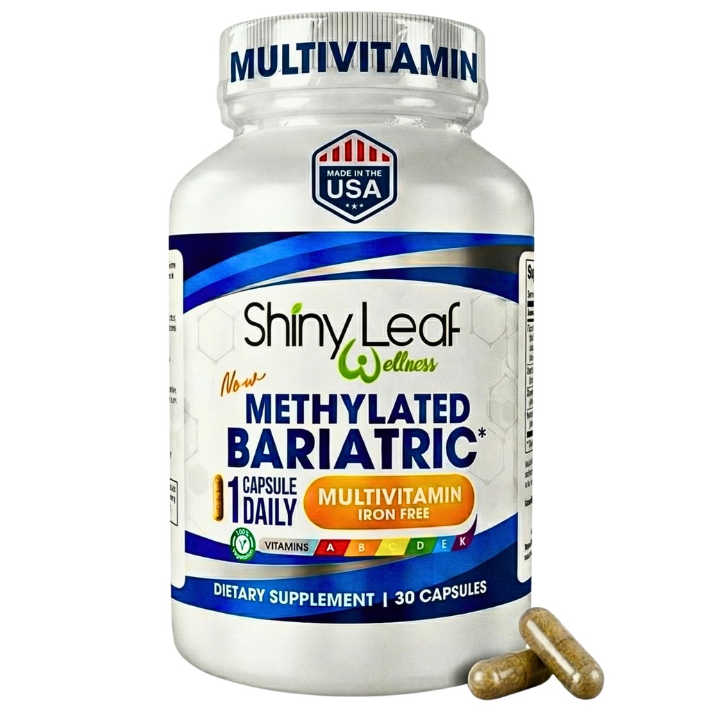 光沢のある葉の鉄のないBariatricのMultivitamin - 胃のバイパス及び袖のためのビタミン、1毎日のカプセルWのビタミンA、C、D、Biotin、亜鉛、B12、K、ベジタリアン、大豆フリー、GMPの証明書。、米国製(30 Ct)。