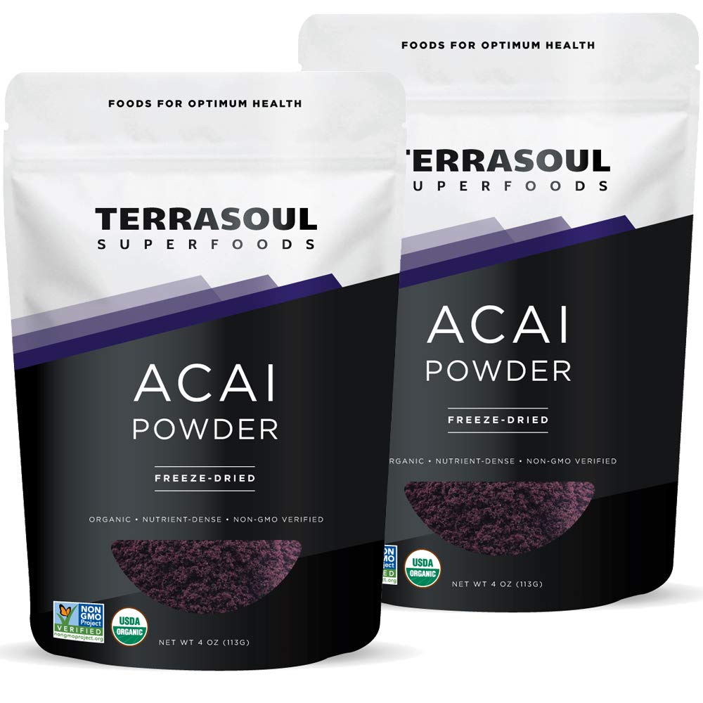 Terrasoul Superfoodsオーガニックアサイベリーパウダー、4オズ(パッケージ2)、フレッシュネス、オメガ脂肪はスムージーボウルにブースト、抗酸化包装スーパーフードレシピ