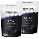 Terrasoul Superfoodsオーガニックアサイベリーパウダー、4オズ(パッケージ2)、フレッシュネス、オメガ脂肪はスムージーボウルにブースト、抗酸化包装スーパーフードレシピ
