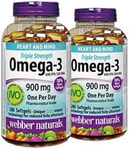 Webber Naturals Triple Strength Omega-3 900mg 200 softgels x 2(2 Bottles)