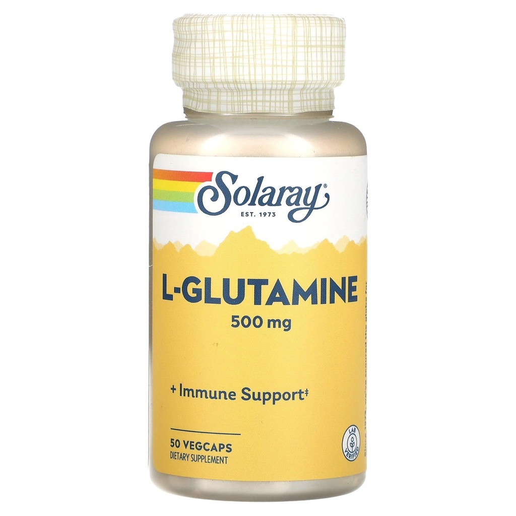 SOLARAY Lグルタミンカプセル500mg - 免疫サポート - 無料のアミノ酸 - ラボ検証、60日返金保証、50の給餌、50ベジキャップ