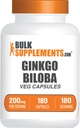 BulkSupplements.comginkgoのBilobaのエキスのカプセル - 葉から供給されるGinkgoのBiloba - ハーブサプリメント - 完全菜食主義者の1カプセル、180カウント(パッケージ1)