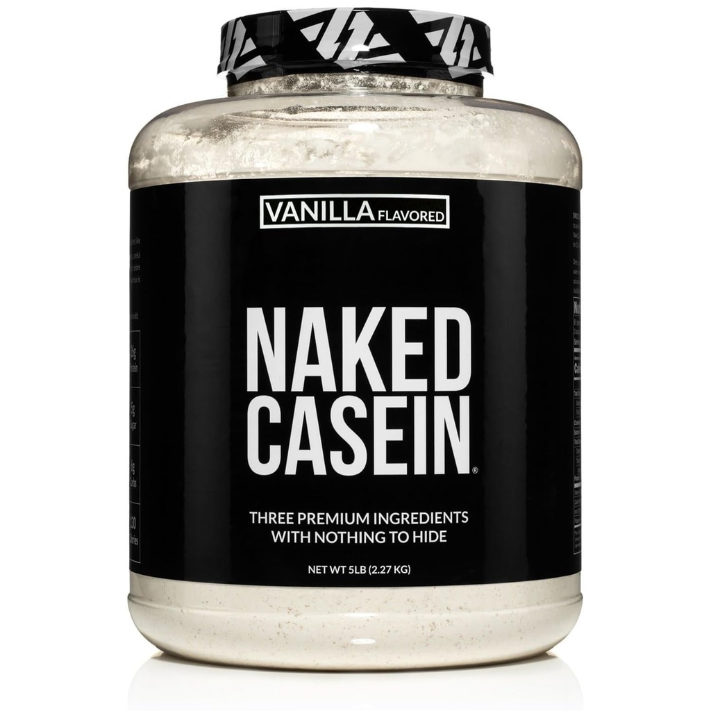 NAKEDカゼイン - バニラミセラーカゼインプロテイン - 5ポンドバルク、GMOフリー、グルテンフリー、大豆フリー、防腐剤フリー - 筋肉の成長を刺激 - 回復を強化 - 61サービング