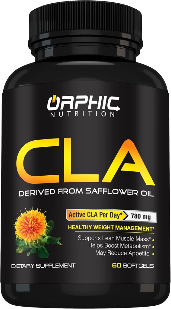 ORPHIC NUTRITION CLA のサフワリ油の補足- Safflower オイル- 780mg 人の及び女性のための非興奮させたリン酸*の減量の努力およびMetabolism* - 60 Softgelsを支えて下さい