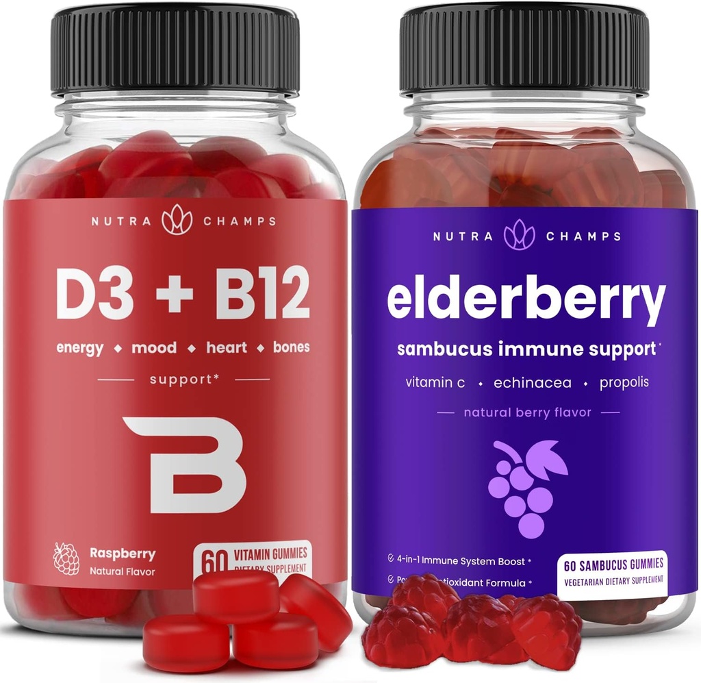 NutraChampsビタミンB12グミーとエルダーベリーグミーズバンドル