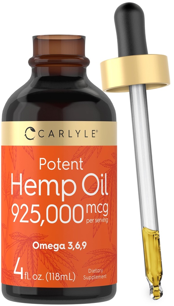 カーライル麻種子油 925,000mcg | 高効力 | オメガ3,6,9が含まれています | 冷間プレス | ベジタリアン・非GMO・グルテンフリー