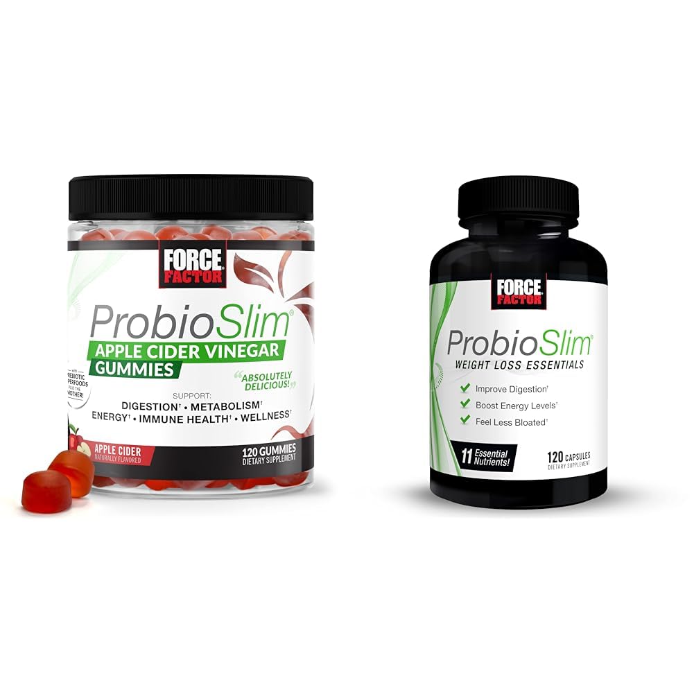 LactoSpore Probiotics、120の計算及びProbioSlimの減量の本質的な毎日の消化の健康のプロバイオティクス、120のカプセルとの力率のProbioSlimのAppleのサイダーの酢のグミ類