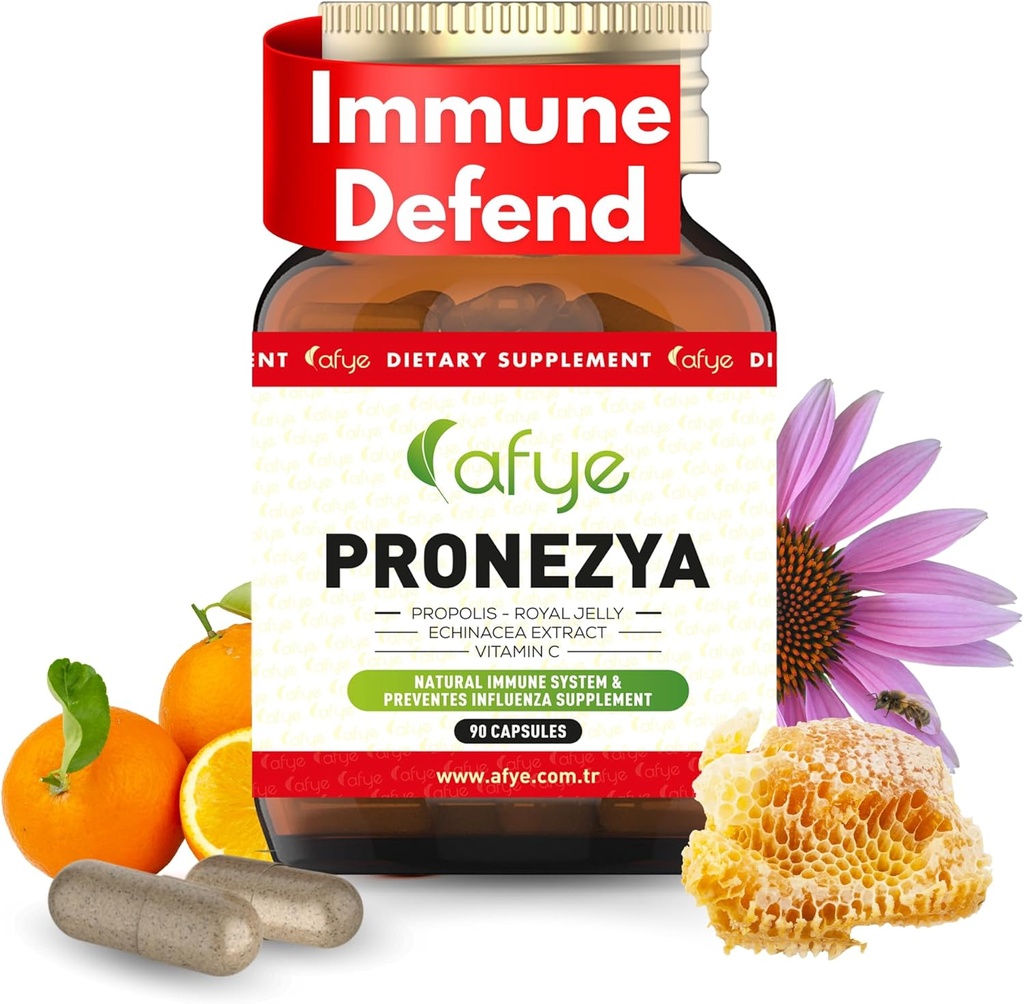 免疫システムサポートサプリメント - プロポリス、ロイヤルゼリー、エキナセア、ビタミンCの天然ブレンド - 健康植物ベースの90カプセルを強化(1パック)