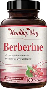 High Strength Berberine Supplement 500mg - Once Daily Potent Berberine 500mg Antioxidant Quercetin Supplement for Heart Aging and Vitality Support - Vegan Friendly & Made in The USA (180 Servings)
