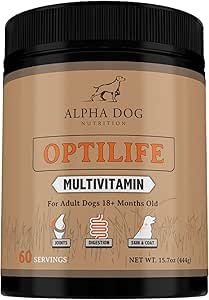 OptiLife犬マルチビタミンパウダー - プロバイオティクス、アレルギーサポート、共同サポート、スキン&コートサポート - 犬のビタミンとサプリメント - 犬のためのマルチビタミン(60の摂食)