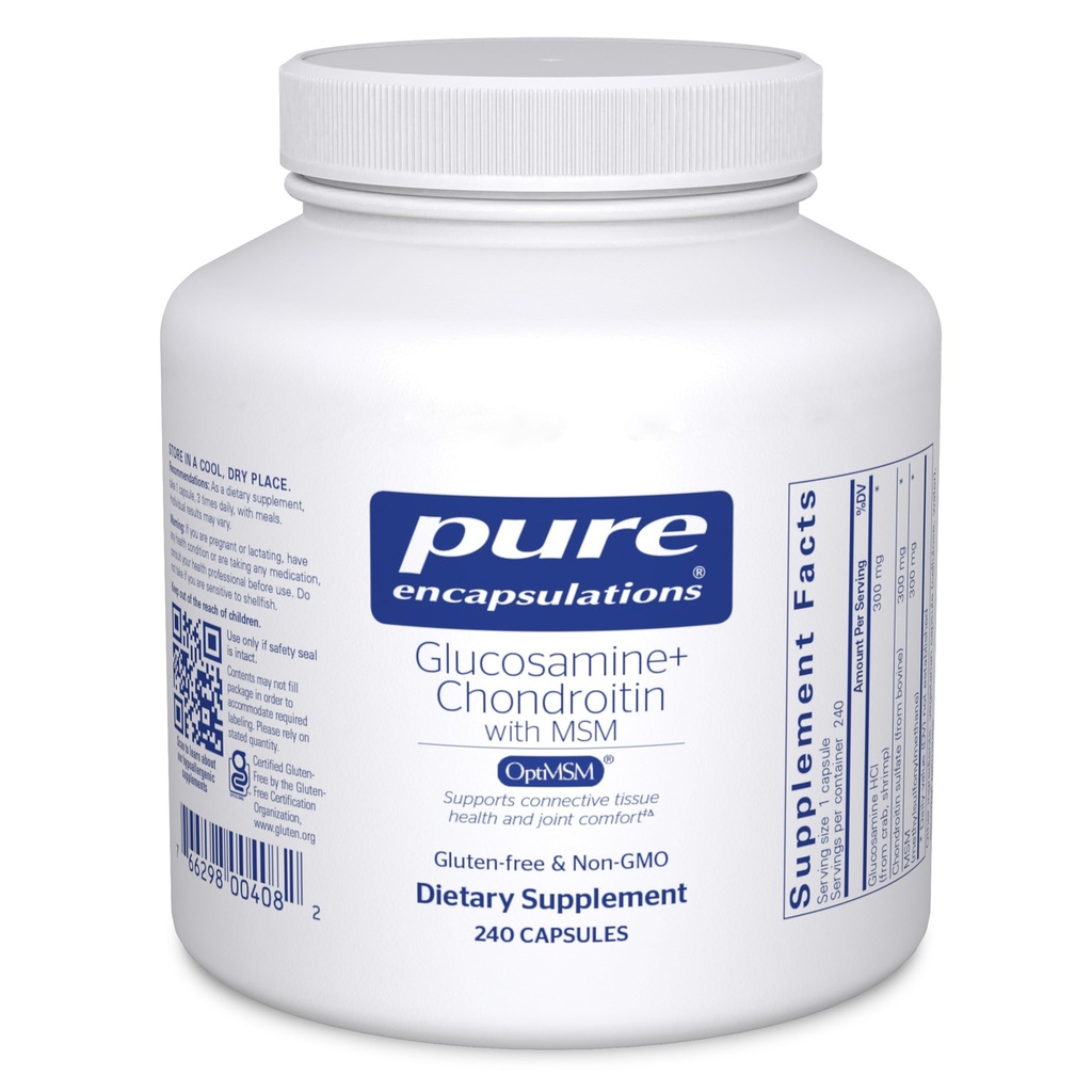 Pure Encapsulations Glucosamine Chondroitin with MSM - Supports Joint Health & Normal Cartilage Formation* - Maintains Enzyme Activity - Gluten-Free & Non-GMO - 240 Capsules