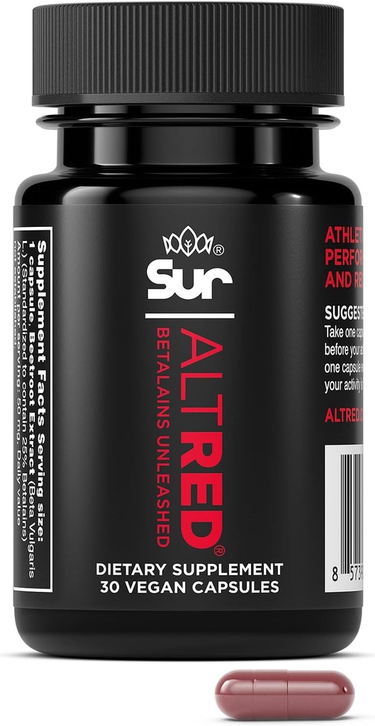 筋肉回復とスポーツ栄養のためのAltRed Surビートルートカプセル - 25% Betalainエキスプレワークアウト&Endurance選手のためのNitric酸化物サプリメント - スポーツのために認定NSF
