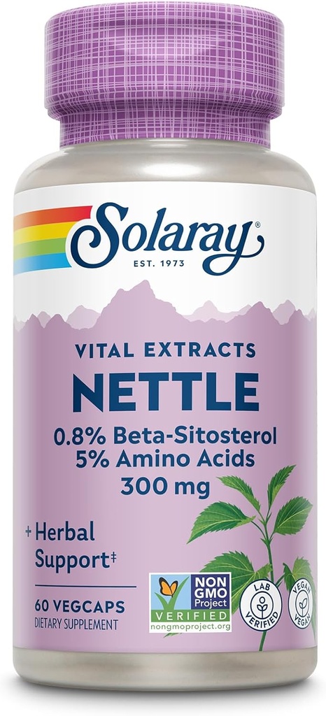 イラクサの根根根エキス300 mgのNettle Root 150 mg、アミノ酸とβ-Sitosterol、ビーガン、60日保証、60のサービング、60のベジキャップと男性のための健康な尿&前立腺サポート