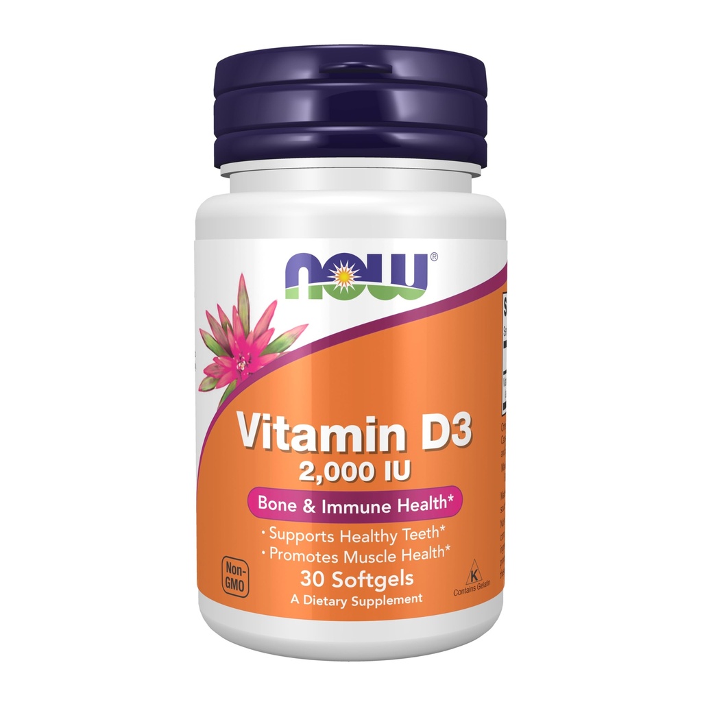 NOWフーズサプリメント、ビタミンD-3 2,000 IU、高効力、構造サポート*、30 Softgels
