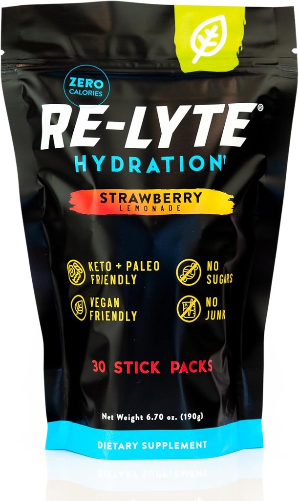 REDMOND Re-LyteのHydrationの電解物の飲み物の粉の組合せ(いちごLemonade) 30の棒のパック