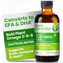 Bold Botanicaの植物オメガ3-6-9、Ahiflowerオイル、Vegewel Omega 3、Brain&Immeの健康のための完全な植物ベースのオメガ、Flux、Fish Free、素晴らしい味、砂糖なし、非GMO、液体4オンス