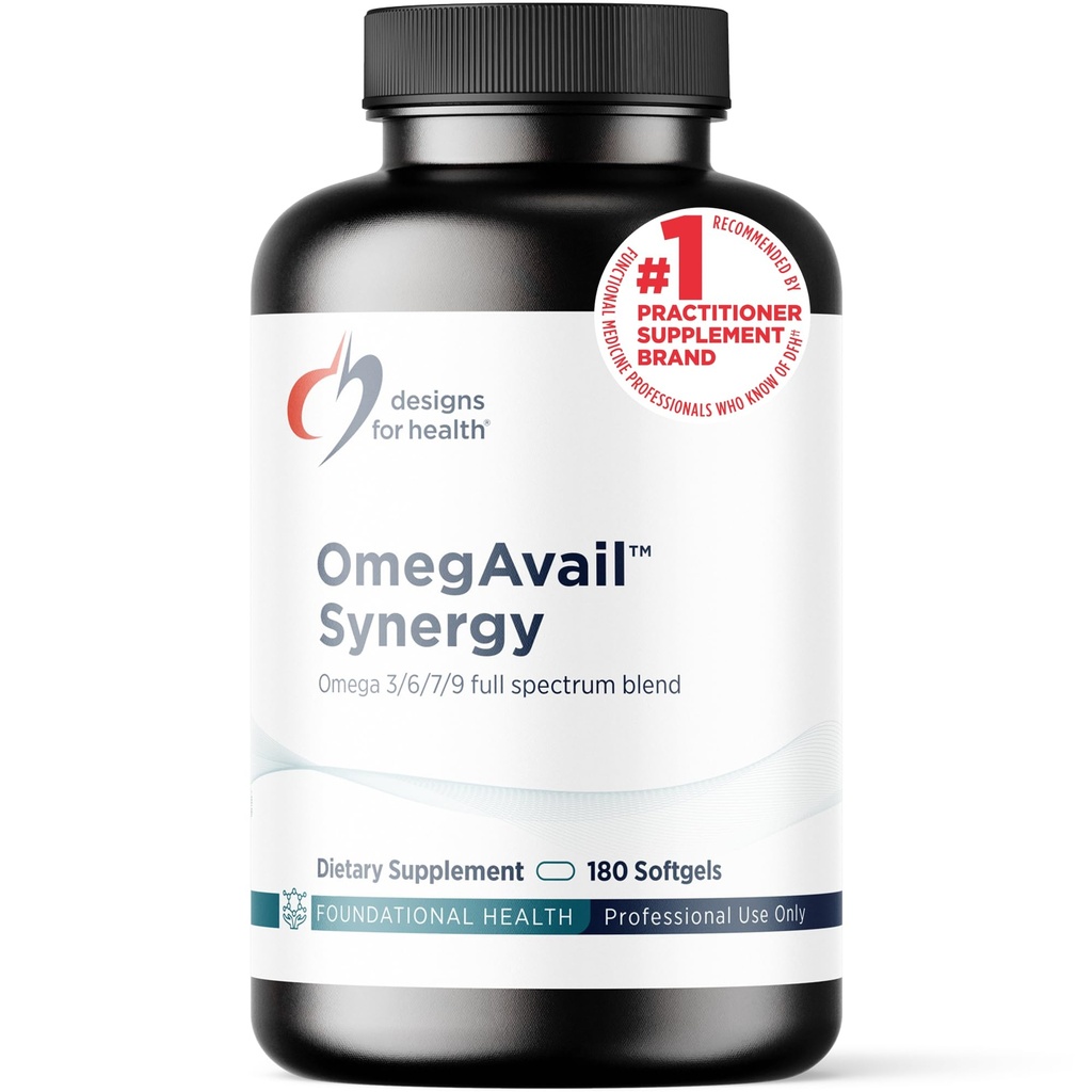 健康オメガAvail Synergyのデザイン - オメガコンプレックス(大人用) - オメガ3 - 6-7-9脂肪酸ボラージとマカダミアオイル+トリグリセリド(TG)DHA&EPA(180 Softgels)の魚油