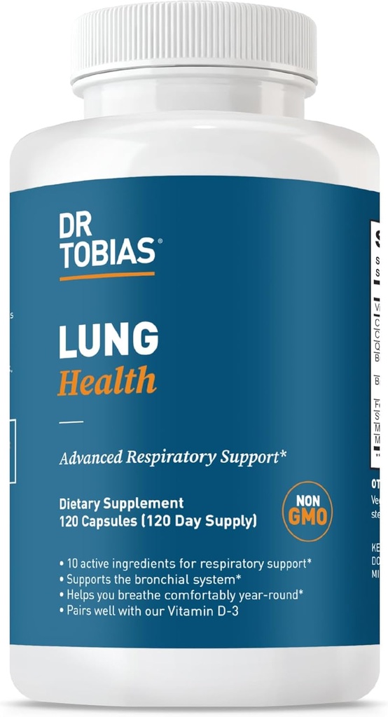 Dr. Tobias Lung Health Supplement with Vitamin C, Butterbur, Quercetin & Bromelain, Bronchial & Respiratory System, Non-GMO, 120カプセル, 120 サービングのための高度なLung Cleanse Detox式