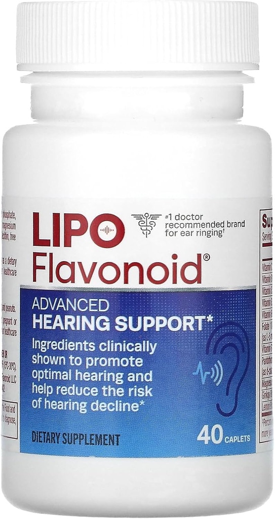 Lipo Flavonoid Advanced Hearing Support Daily Supplement - Helps Reduce Risk of Hearing Decline & Promotes Optimal Hearing - 40 Caplets