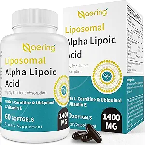 LiposomalアルファLipoicの酸1400mgのSoftgels、Lカルニチン1000mgのALAの補足、Ubiquinol (活動的なCoQ10) 100mgおよびビタミンE 10mgの酸化防止剤、Nerve、エネルギー180のSoftgelsのためのアルファLipoicの酸