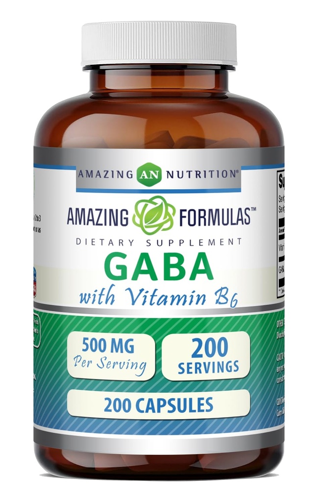 アメイジングフォーミュラ GABA ビタミンB6サプリメント | 500 Mg / サービング | 200カプセル | 非GMO | グルテンフリー | アメリカ製