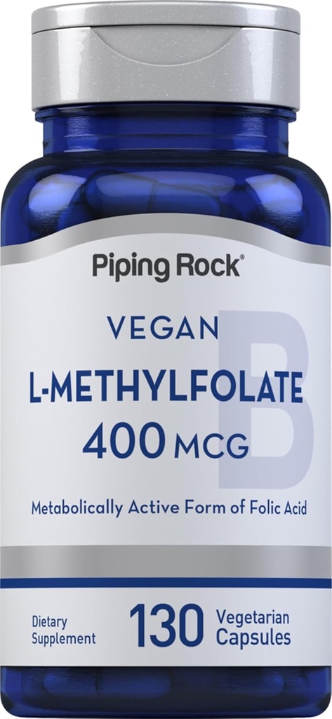 ピッピングロックL メチルフレートサプリメント | 400 mcg | 130 カプセル | ベジタリアン・ヴィーガン | ノンGMO・グルテンフリー・グルテンフリー