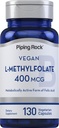 ピッピングロックL メチルフレートサプリメント | 400 mcg | 130 カプセル | ベジタリアン・ヴィーガン | ノンGMO・グルテンフリー・グルテンフリー