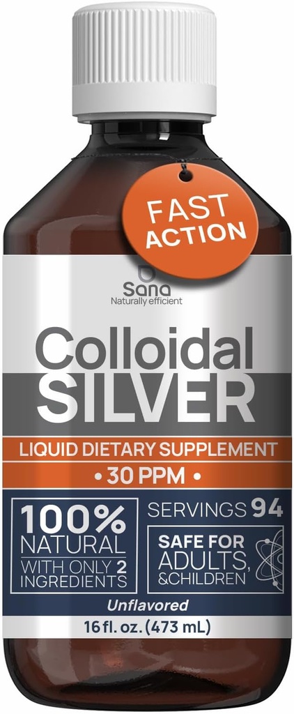 コロイド銀液 16 の fl oz 30 PPM - 生物活動的な Hydrosol の銀水 - 自然な免疫サポート ナノ ソルの補足の解決 - イオン鉱物 - 有機性構造の銀