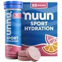 Nuunのスポーツ マグネシウム、カルシウム、カリウム、塩化物及びナトリウム、グルテンフリー及びビーガン、柑橘類のフルーツ、8パック(合計80のサービング)が付いている電解物のタブレット
