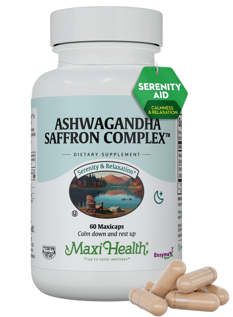 AshwagandhaはSaffronとコンプレックスを補います – 600mgアシュワガンダカプセル&30mgサフラン抽出物は、ストレス救済、気分&カルム - コシャ、60カプセル