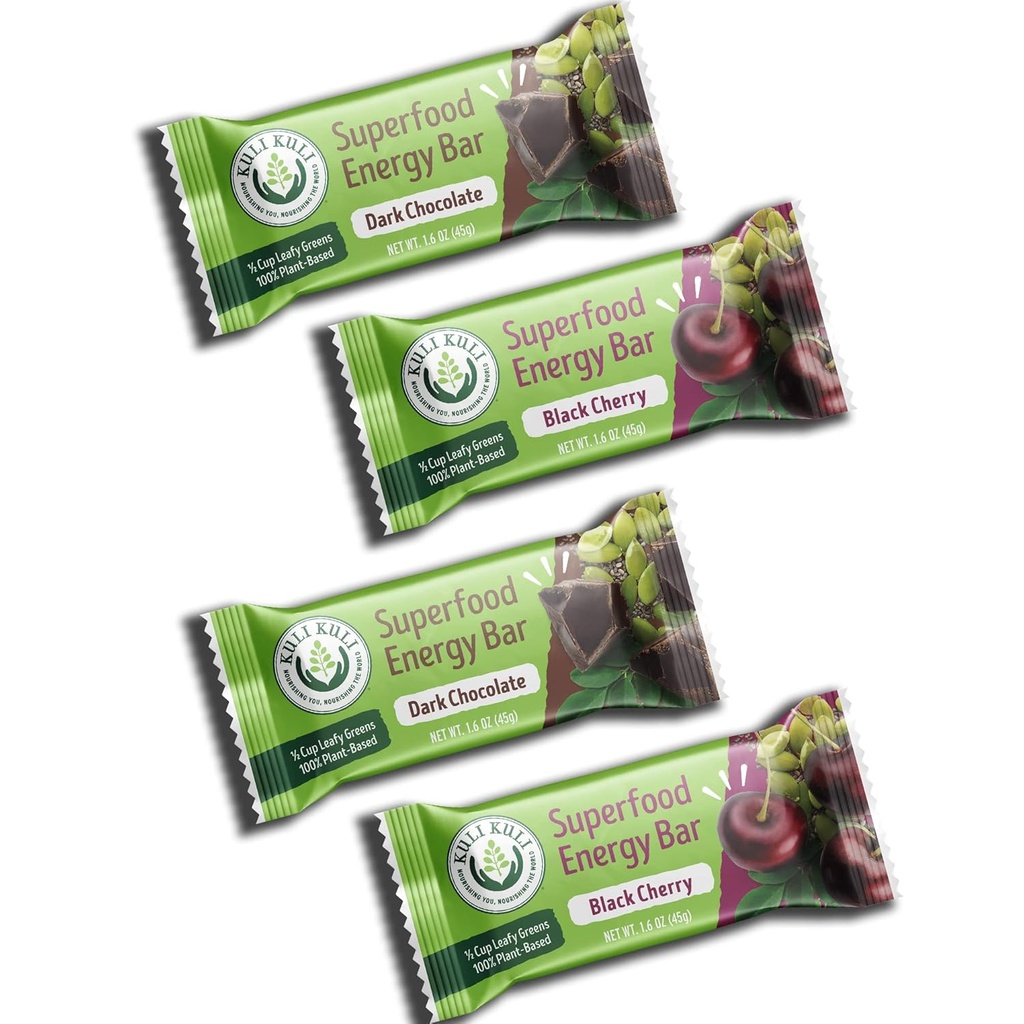 Kuli Kuliモリンガパウダーエナジーバー - グルテンフリービーガンスナックバー - 植物ベースのエネルギーバー, 1.6 オーアンスモリンガバー, バラエティ, 6 パック