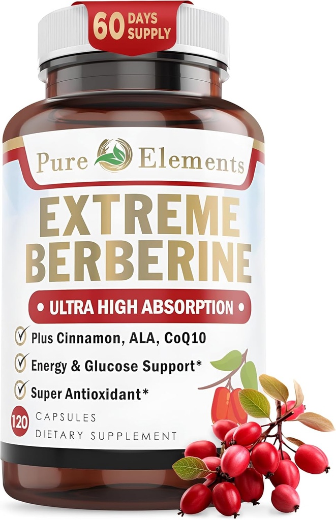 Extreme Berberine Plus with ALA, Coq10, Turmeric, Cinnamon, Bitter Melon, banaba Leaf, Korean Panax, Royal Jelly, and Other 21 Herbs for Healthy Blood Sugar and Overall Health and Immunity