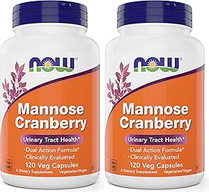 NOW Foods Mannoseクランベリー、120カプセル(パック2) - PAC - 450mg dMannose、250mg 全クランベリー - 尿路の健康* - ビーガンフレンドリーサプリメント、非GMO