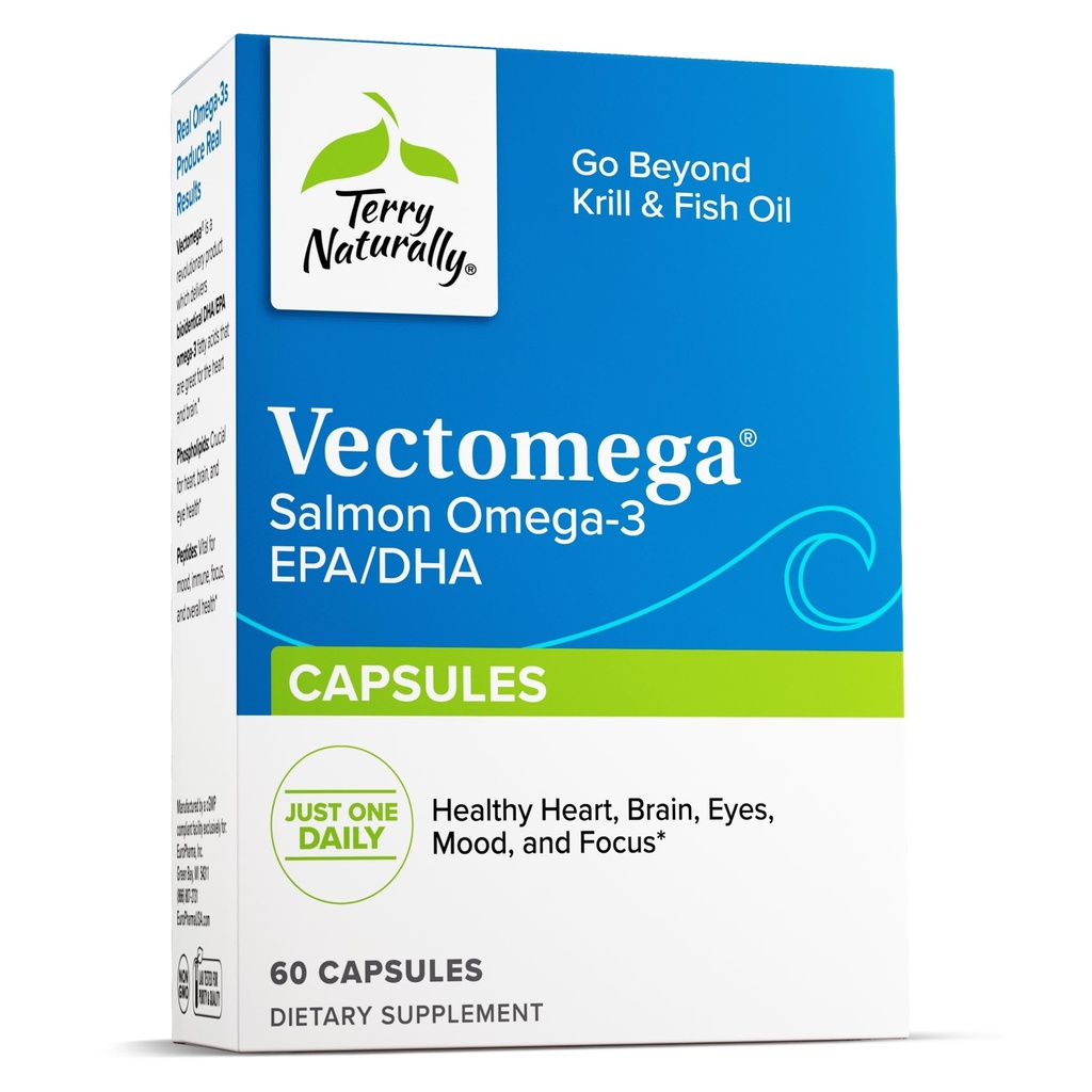 Terry Naturally Vectomega - EPAとDHAの栄養補助食品 - 脳の健康サポートのためのオメガ3錠 - 必須脂肪酸とペプチドの栄養補助食品 - 60カプセル