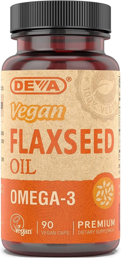 Devaビーガンビタミンフラックスシードオイル、500 MG、ビーガン、90 Vcap (4パック)