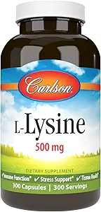 Carlson - L-Lysine、500のmgは、健康なティッシュ及び筋肉開発、300のカプセルを支えます