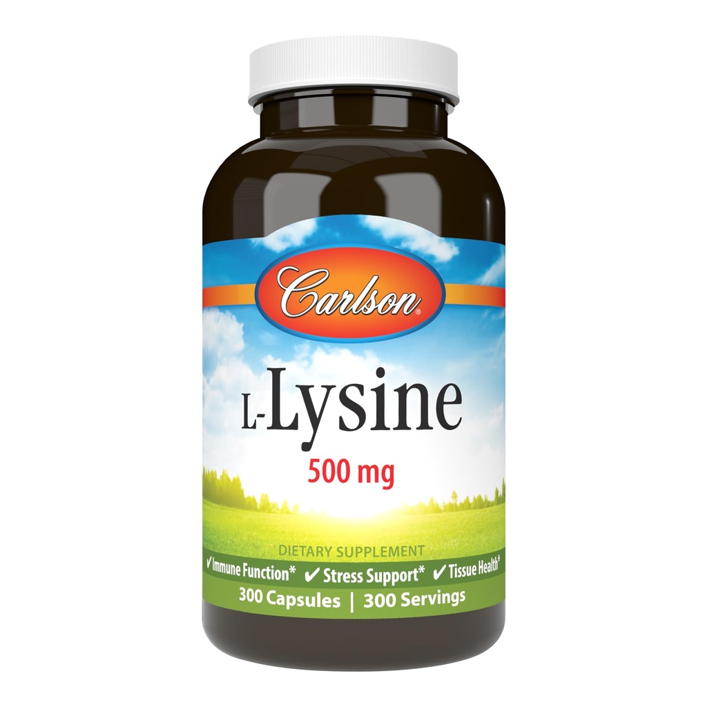 Carlson - L-Lysine、500のmgは、健康なティッシュ及び筋肉開発、300のカプセルを支えます
