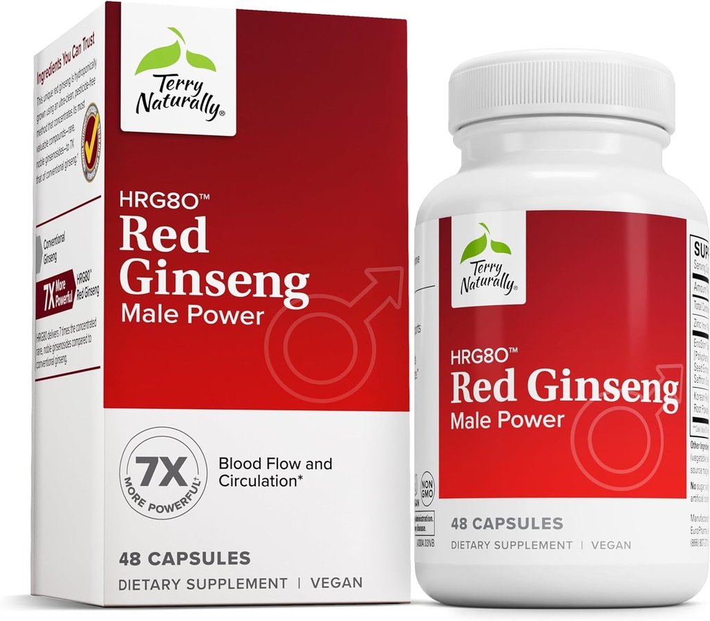 テリー自然にHRG80の赤いGinsengの男性力-血循環及び耐久性サポート補足-Ginseng及び亜鉛の食事療法の補足-エネルギー サポートのための草の補足- 48のカプセル