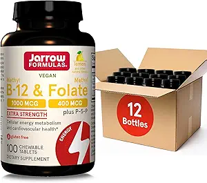 Jarrowの方式 メチルB-12 1000MCG及びメチルは400MCG、余分強さ、環状エネルギーMetabolism及びP-5-Pの100Chewableタブ、100日のSupplまでの心血管の健康の方式(1)を、12Packs囲みます