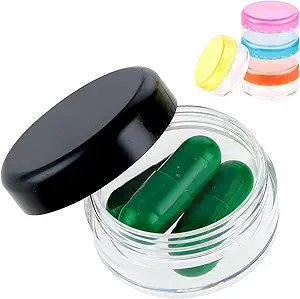 小さい丸薬のオルガナイザー箱、5 PC旅行の丸薬の箱のホールダーの携帯用毎日の小型丸薬の容器BPAはPurseのポケット ブリーフケース(青/オレンジ/黄色/黒/ローズの赤)のための自由な薬の貯蔵容器を錠剤にします